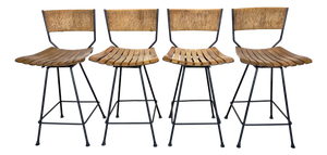 Set of Four Circa 1960’s Arthur Umanoff /Raymor Wrought Iron Tall Bar Stools