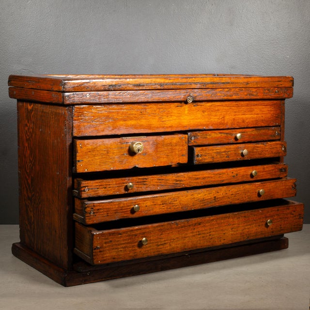 Early 20th Century Antique Machinist's Oak Tool Chest c.1920 For Sale - Image 5 of 13