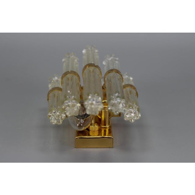 Crystal Glass and Brass Wall Lamp by Honsel, Germany, 1980s For Sale - Image 10 of 18
