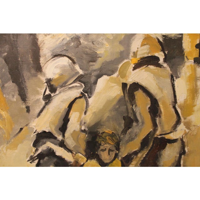 Expressive painting from the Vietnam War era, capturing the atmosphere and tension of the period. Rendered with strong...