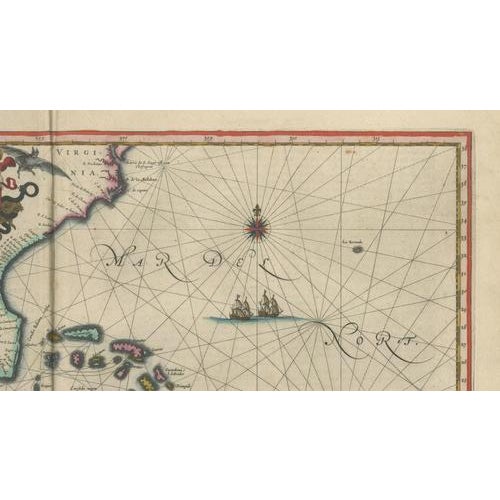 Paper Caribbean Map from Blaeu, 1642 For Sale - Image 7 of 12