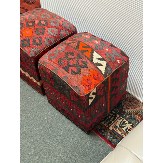 Early 21st Century Kilim Hassock Foostools, Set of Two For Sale - Image 5 of 12