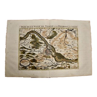 Vienna, Austria: A Large 17th Century Hand-Colored Map by Sanson and Jaillot, 1695 For Sale