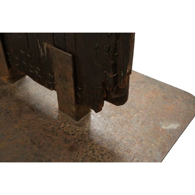 Metal 18/19th C. Hand Made Door, Carved Medallions & Custom Iron Base For Sale - Image 7 of 13