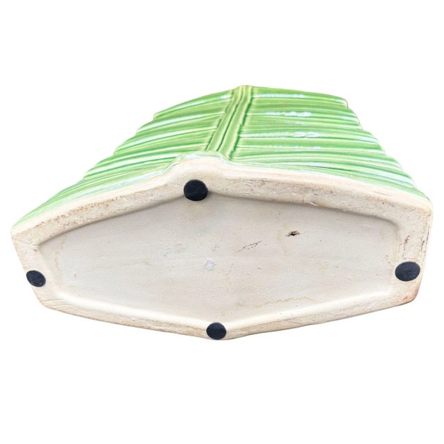 Mid-Century California Pottery Green Ceramic Tropical Bamboo Flower Vase For Sale In Los Angeles - Image 6 of 6