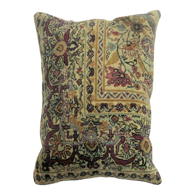Antique Kirman Rug Pillow For Sale