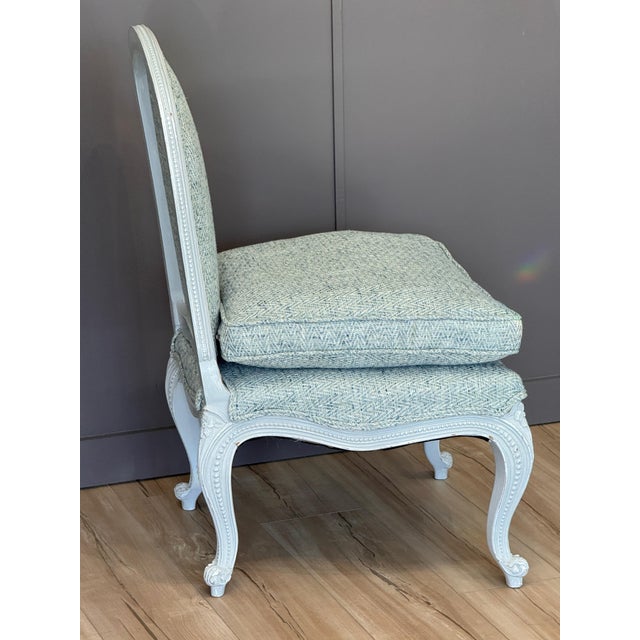 Mid 20th Century Pair of Mid-20th Century Louis XVI Style Slipper Chairs For Sale - Image 5 of 10