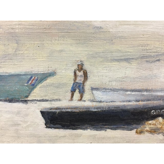 Traditional "Playa Pelada" Original C2010 Oil on Canvas by Freddy Cushing, Noted Newport, Ri Society Artist For Sale - Image 3 of 6