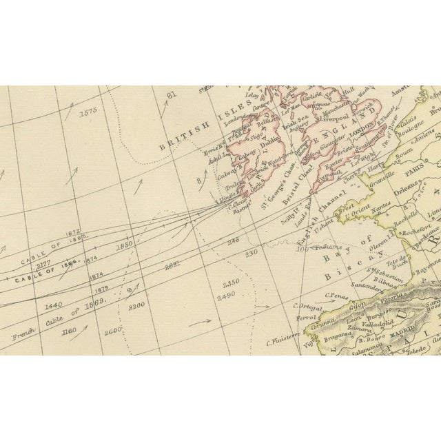 Map of the North Atlantic Ocean, 1882 For Sale - Image 4 of 7