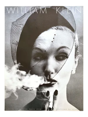 Willian Klein Vintage 1980 Lithograph Photo Print French Poster " Evelyn + Gauloise, Paris 1958"