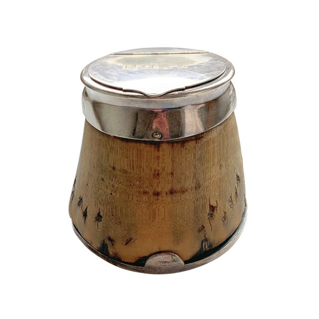 English Antique Equestrian Horse Hoof Inkwell, Silver Mounted, “Duke” For Sale - Image 3 of 9