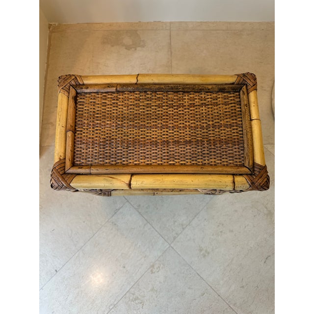 Vintage French Rattan and Cane Small Table For Sale In Los Angeles - Image 6 of 16