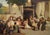 A substantial mid-century Baltic figurative courtyard genre painting by an unknown Eastern European artist (latvia or...