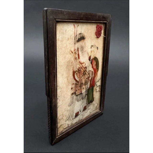 Chinese 19th Century Painted Chinese Stone Plaque For Sale - Image 3 of 9