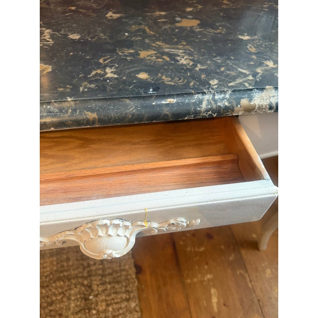 1960s 1960s Pale Gray Marble Top Louis Xv Style French Console,desk or Hall Table For Sale - Image 5 of 9