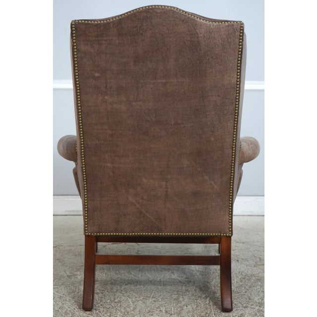 Ralph Lauren Ralph Lauren Leather Chippendale Wing Chair For Sale - Image 4 of 18