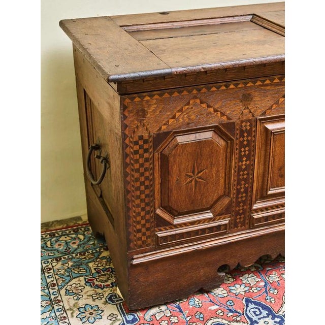 Antique Inlaid Oak Chest, 1700s For Sale - Image 11 of 12