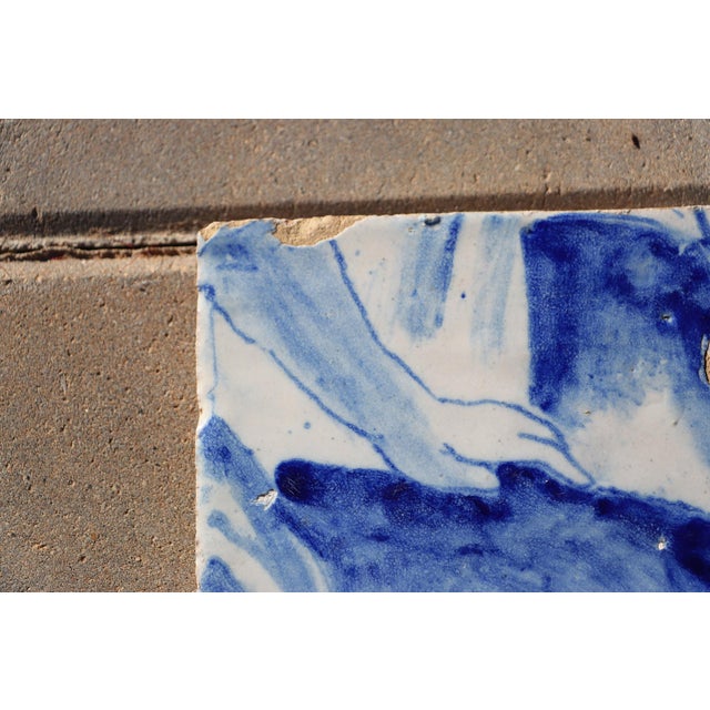18th Century Portuguese Tile Lady’s Hand Fragment Blue & White Antique Hand Painted For Sale - Image 6 of 8