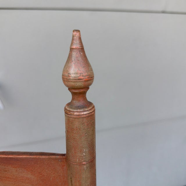 Antique Salmon Painted Ladderback Side Chair, Circa 1820's For Sale - Image 6 of 12