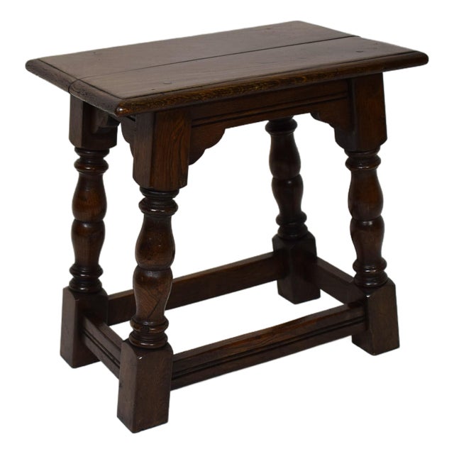 Late 19th-Century English Oak Joined Stool For Sale