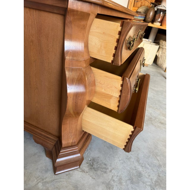 Wood Vintage Century Furniture Three Drawers Bombe Chest For Sale - Image 7 of 12
