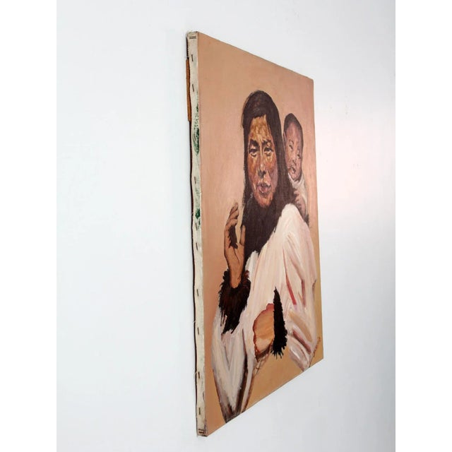 Wood Vintage Portrait Oil Painting For Sale - Image 7 of 9