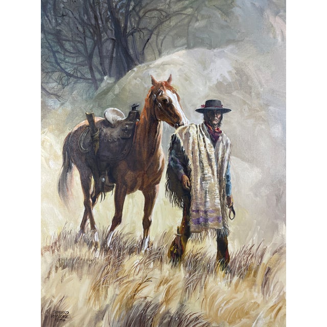 American Horse Western "In Apache Territory" Oil Painting by Donald Wallace Muth For Sale - Image 4 of 7
