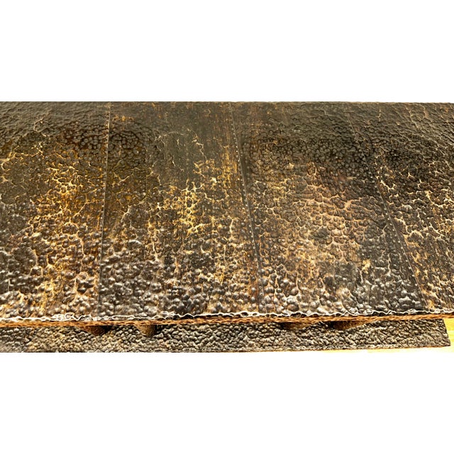 Early 20th Century Brutalist Hand Hammered Metal Clad Credenza For Sale - Image 12 of 18
