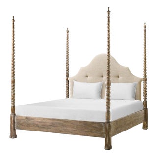 Rustic Farmhouse Barley Twist Poster Bed - Queen For Sale