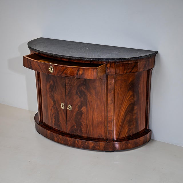 French Pair of Demi-Lune Charles X Sideboards, France, circa 1830 For Sale - Image 3 of 10