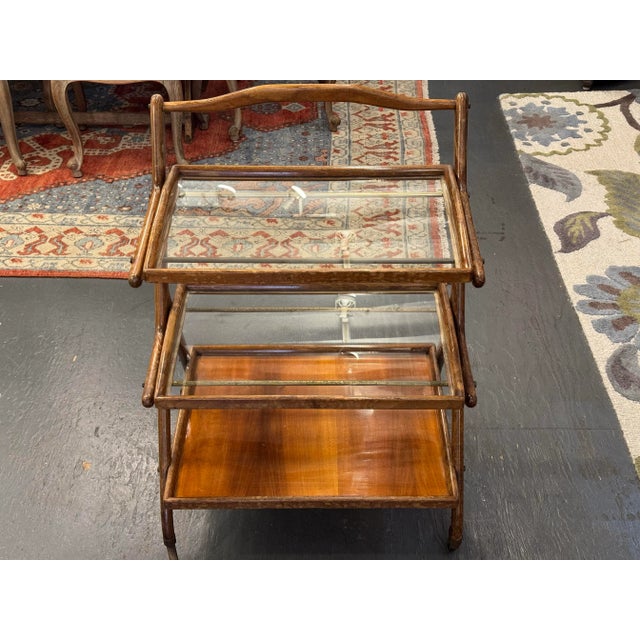 1950s Ico Parisi Inspired Walnut Bar Cart For Sale - Image 4 of 8