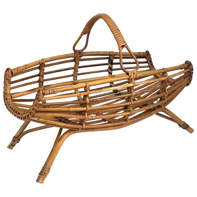 Mid-Century Italian French Riviera Bamboo & Rattan Magazine Rack, 1960s For Sale - Image 10 of 10