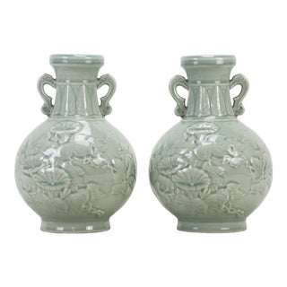 A Pair of 20th Century Celadon Vases For Sale