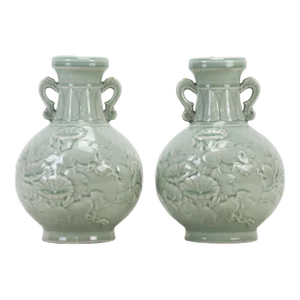 A Pair of 20th Century Celadon Vases