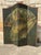 Vintage four panel folding screen room divider featuring intricate hand-painted pastoral scenes, reminiscent of the 18th-...
