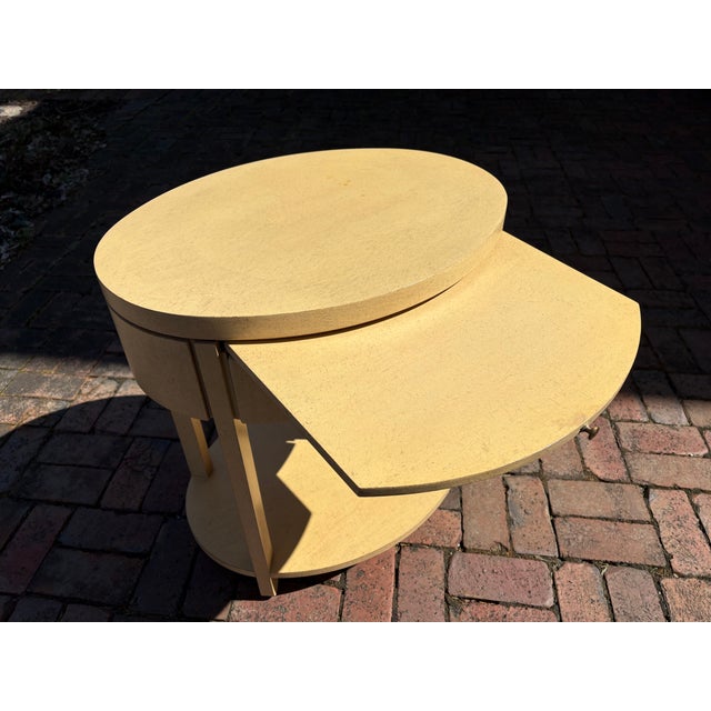 Wood 1980s Charles Pfister for Baker Furniture Oval Side/Bedside Table For Sale - Image 7 of 18