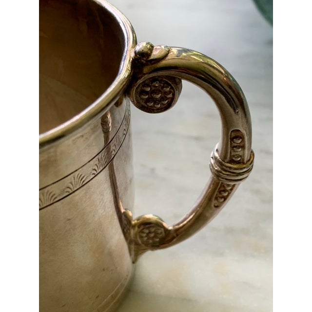 Metal Antique Engraved Aesthetic Movement Silver Plate Cup For Sale - Image 7 of 12