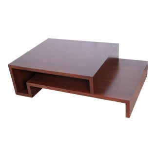 Lorin Marsh Modern Walnut Two-Tier Coffee Table, Newly Refinished For Sale