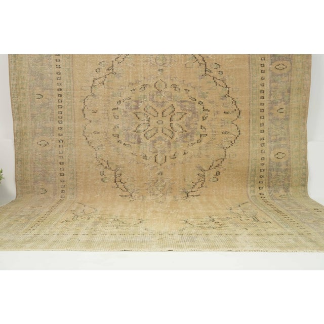 1970s Vintage Turkish Handmade Wool Cotton Beige Area Rug For Sale - Image 12 of 13