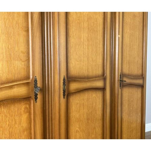 Vintage French Louis Carved Oak Triple Door Armoire For Sale - Image 16 of 18