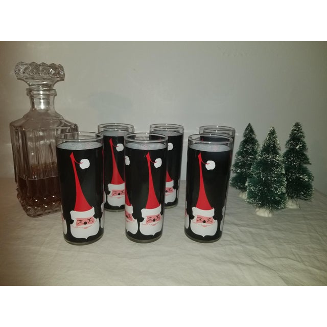 Black Mid-Century Modern Libbey Holt-Howards Santa Glasses - Set of 6 For Sale - Image 8 of 11