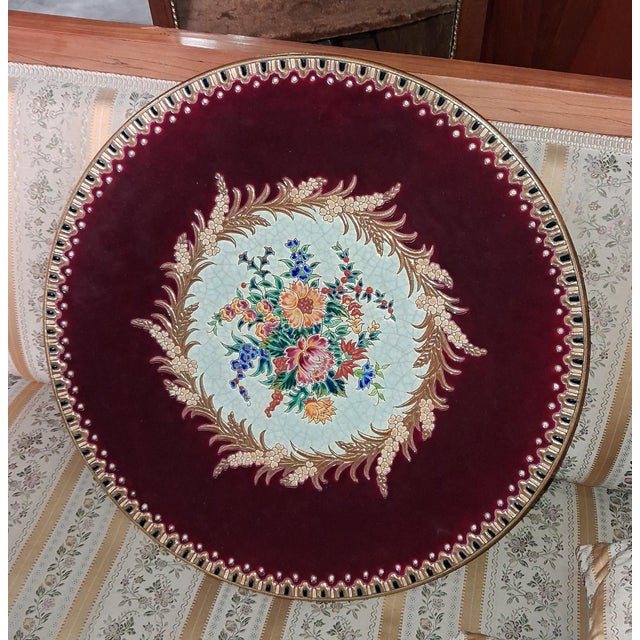 Large Decorative Platter in Enamels Maintenon Pattern from Longwy, 1950s For Sale - Image 4 of 5