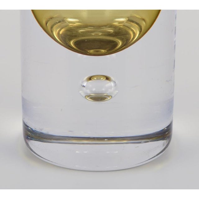 Scandinavian Cylindrical Art Glass Vase with Glass Bubble, 1960s For Sale - Image 4 of 7