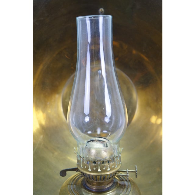 Late 20th Century AA Imports Brass Kerosene Hurricane Oil Lantern Sconce W Backplate Reflector For Sale - Image 6 of 17