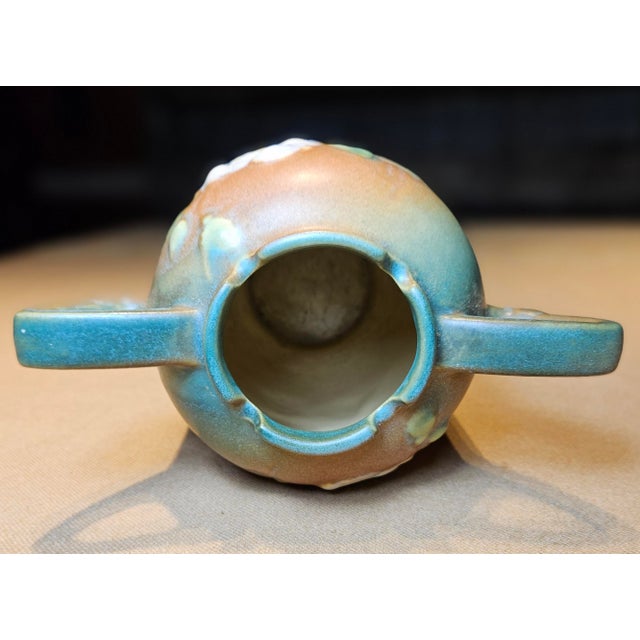 Ceramic 1940s Roseville Pottery White Rose Vase For Sale - Image 7 of 9