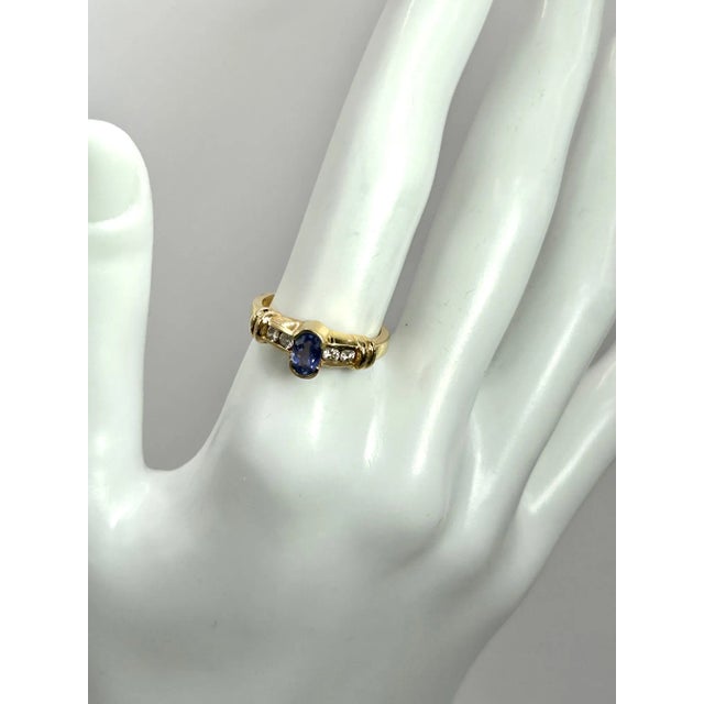 Tanzanite & Diamond 14-Karat Yellow-Gold Ring For Sale - Image 9 of 9