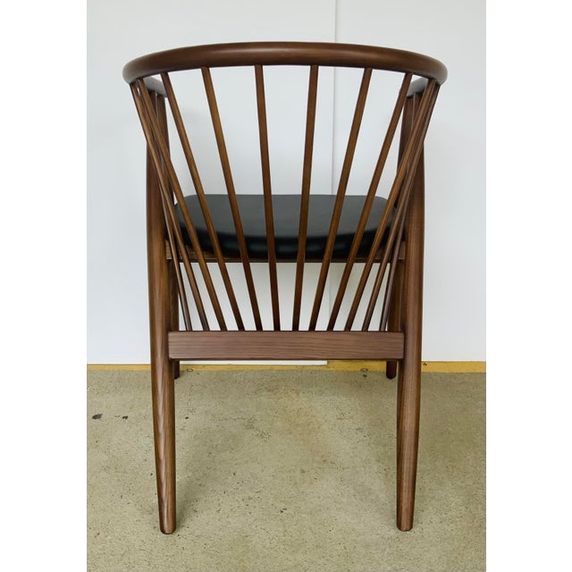 MidCentury Modern Style Black Leather Spindle Occasional Chair Chairish