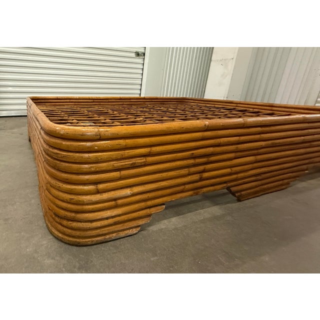 1950's Stacked Rattan Bed, Full Size For Sale In Charlotte - Image 6 of 12