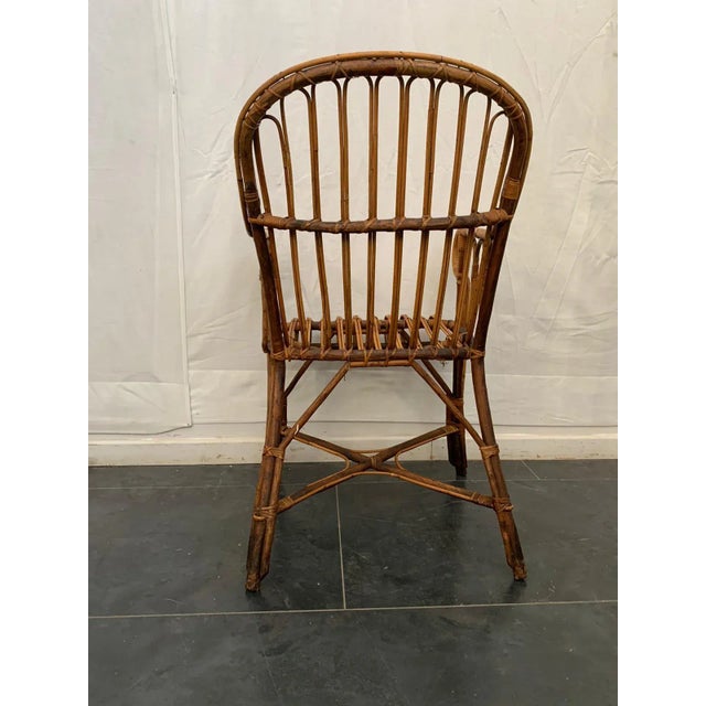 Mid-Century Modern Italian Bamboo and Wicker Armchair, 1960s For Sale - Image 3 of 6