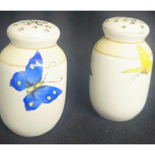 Vintage Porcelain Salt & Pepper Shakers Hand-Painted Butterfly Design MCM 1950s Japan DETAILS * Vintage MidCentury Modern...